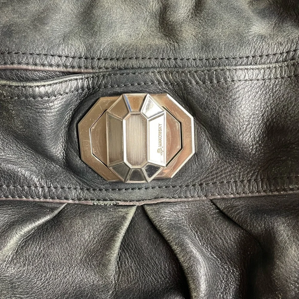 VTG B.Makowsky Black Leather Purse Handbag - Picture 2 of 12